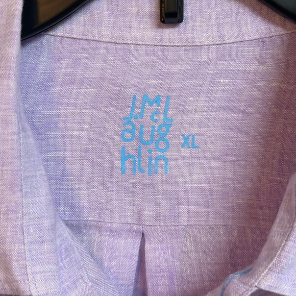 J.McLaughlin Men’s Button Down Long Sleeve 100% Linen Lavender Shirt Size XL - Picture 3 of 5